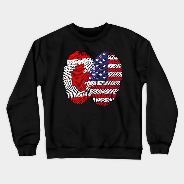 Canada flag fingerprint and USA Fingerprint Flag Crewneck Sweatshirt by soufyane